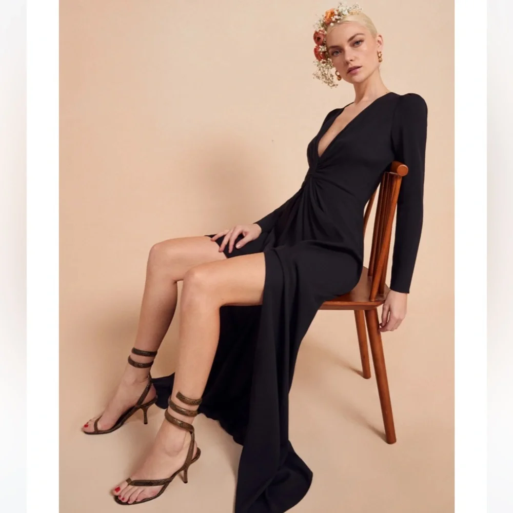 Reformation Gatsby Dress in Black - Picture 2 of 5